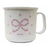 Children's toothbrush (with cap) and heat-resistant cup set with flower ribbon pattern
