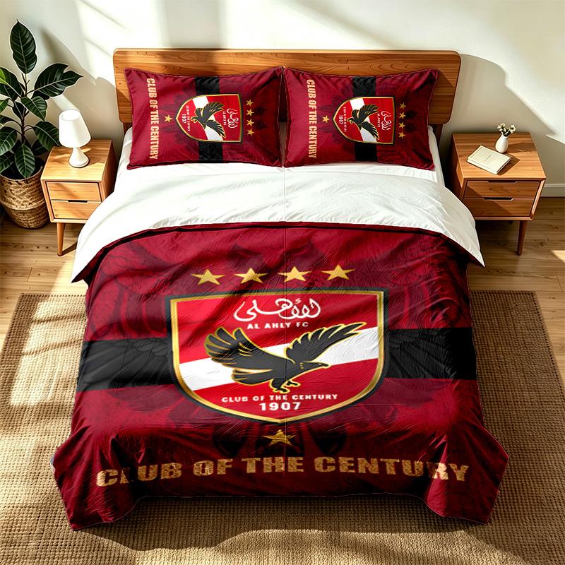 Al ahly (1) 3pc set suitable for master bedrooms soft and comfortable an ideal gift for family and friends Includes one duvet cover and two pillowcase