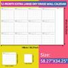 Reusable Erasable Full Year to View Calendar Planner Undated Wall Mounted Calendar Yearly Planner Home Wall Organiser