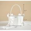 Wedding Flower Girl Basket with Cute Pearl Handle Bowknot Satin Flower Baskets for Wedding Ceremony - Ivory