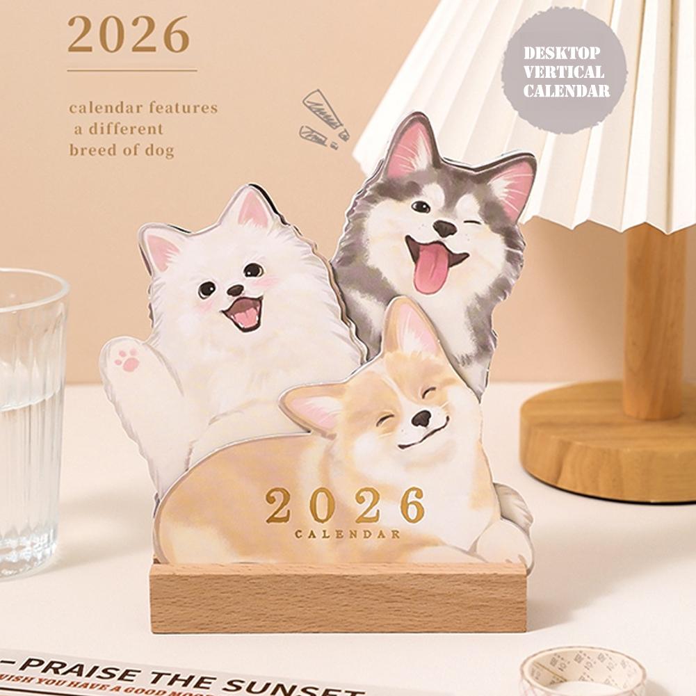 2026 Cute Cat Dog Series Desk Calendar Table Planner Yearly Agenda Organizer Memo Notes for Home Office Daily Scheduler Calendar