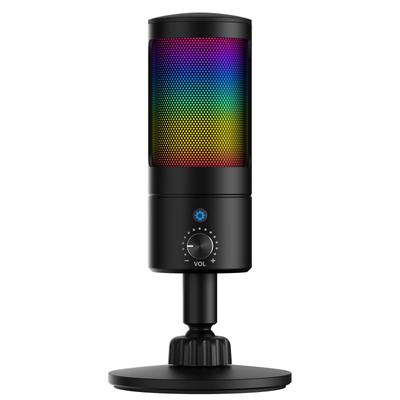 Faunow Kondensatormikrofon für RGB Niere Polar Stecker Lautstärke Kopfhörer Ideal für YouTube Live Web und Spielkommentare PC, Licht, Ein-Tasten-Stummschaltung,
