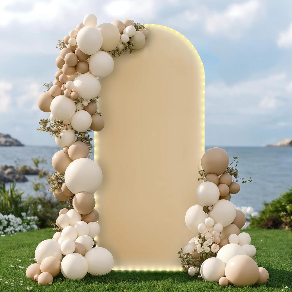 Spandex Wedding Arch Cover Pink with Lights U Top Backdrop Stand for Photographic Background Birthday Party Decoration