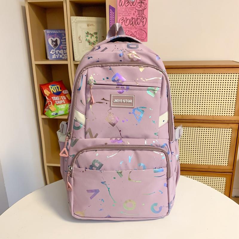 Female Large-Capacity Backpack Letter Print Students High School Schoolbag