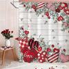 Rustic Love Heart Pattern Shower Curtain Machine Washable All Season Waterproof Privacy Protection Farmhouse Design Romantic