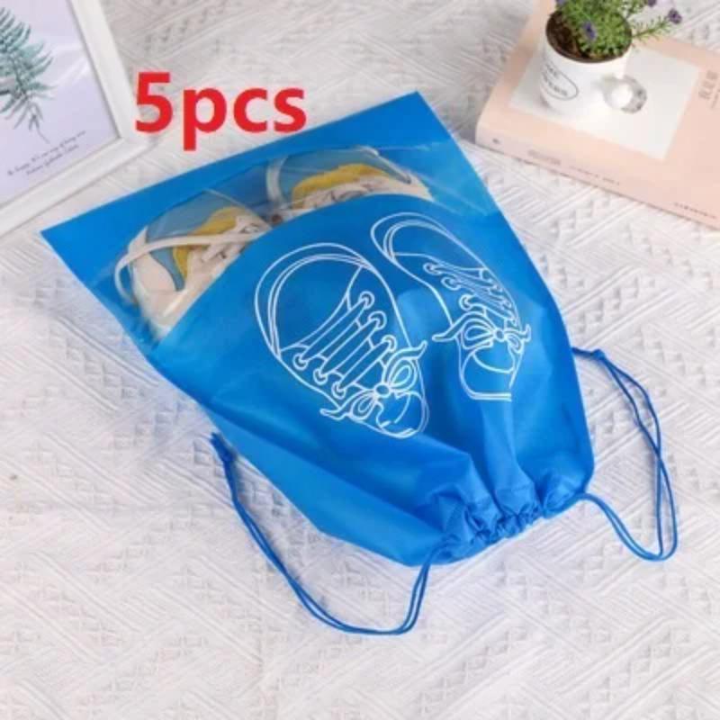 5pcs Shoes Storage Bag Portable Organizer Travel Shoes Bag Transparent Drawstring Shoe Clothes Dustproof Bags Waterproof Pocket