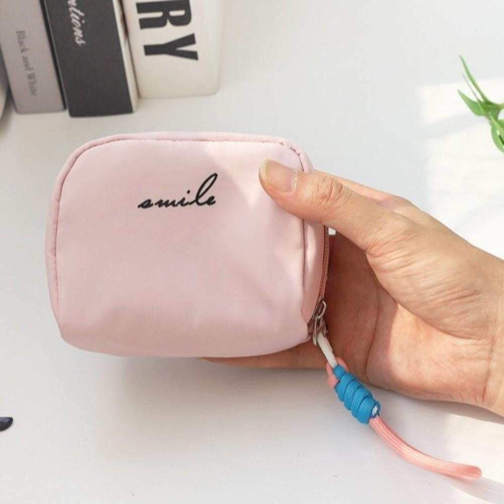 Solid Color Coin Purse Large Capacity Multifunctional Sanitary Napkin Storage Bag With Zipper Cosmetic Bag Multi-Purpose Use
