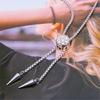 Perfect Gift Stainless Steel Bolo Necklace with Sliding Block Design and Rhinestones Design for Daily & Parties