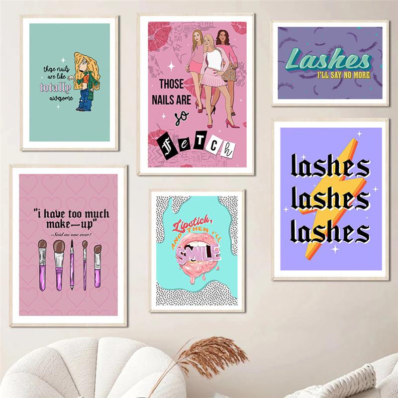 

Макияж, ресницы, маникюрный магазин, настенная живопись на холсте, модный постер и принты, украшение для спальни для девочек, домашний декор, изображение