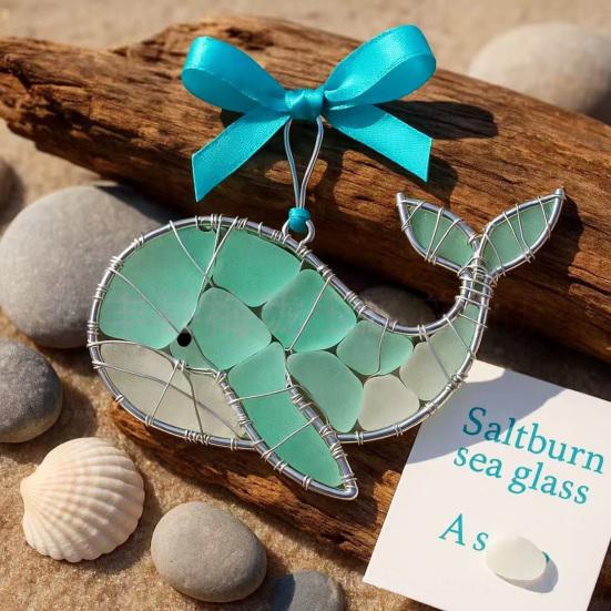 Coastal Christmas Ornaments Ocean Themed Sea Glass Ornaments Acrylic Seahorse Dolphin Turtle Nautical Xmas Tree Ornament for Home Party Decor