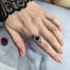 Серебряное кольцо с натуральным сапфиром 1.755ct, фианитами, вес изделия 3,3 гр (2202608)