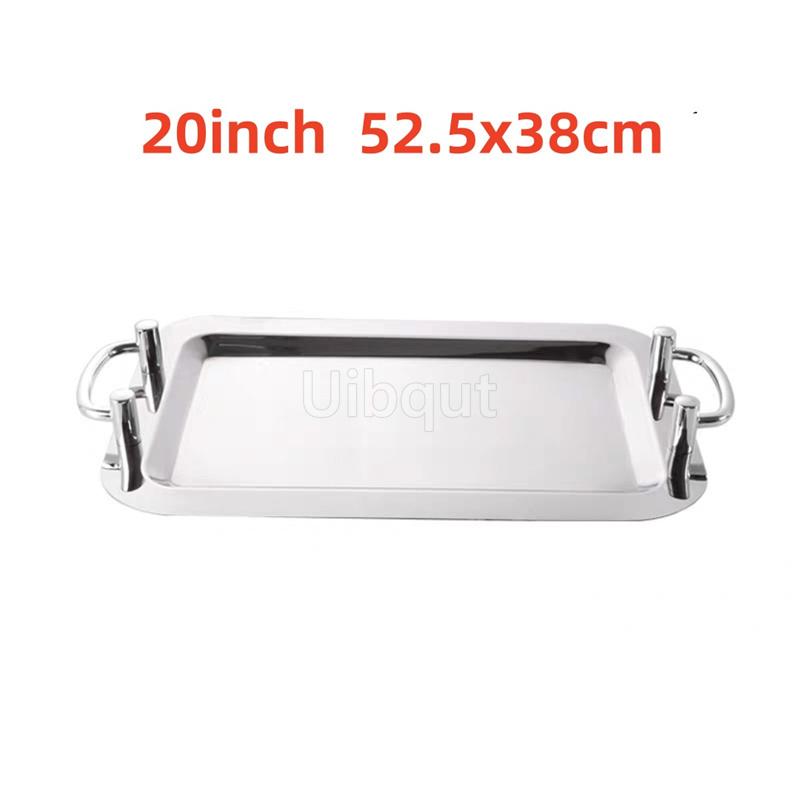 Golden Oval Stainless Steel Big Round Plate Tray Buffet Candy Cake Fruit Mirror Plate Hotel Restaurant Grill Wedding Cute Dish