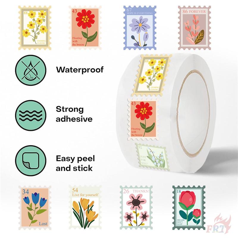 500Pcs/Roll Flower Stamps Kids Rewards Stickers - DIY Scrapbooks Album Decor Sealing Label Decals