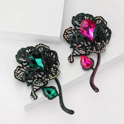 Broche en strass à la mode vintage pour l'industrie lourde, accessoires de vêtements élégants pour femmes, épingle à plante pour corsage