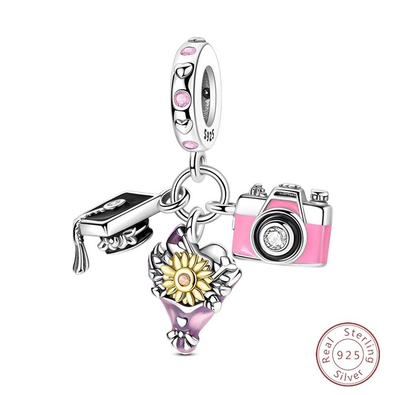 Sweety Copper Cake Poodle Crown Flowers Lover Luminous Charms Beads Fit 3Mm Bracelets Diy Fine Jewelry Making