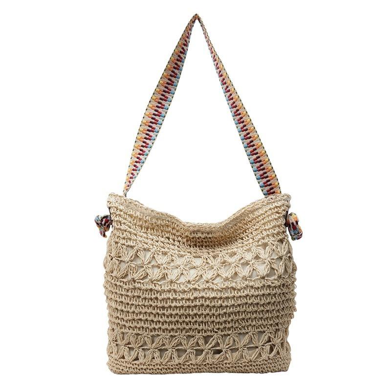 Holiday wind woven bag women's new summer popular seaside beach large capacity shoulder tote bag