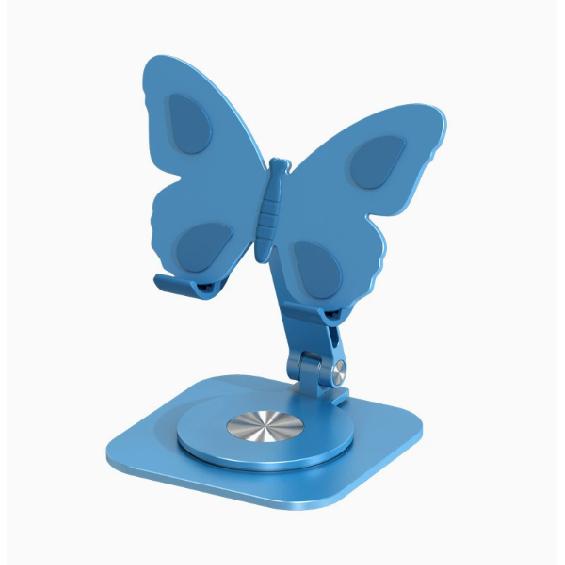 Cross-Border Aluminum Alloy Butterfly Shape Lazy Mobile Phone Bracket Desktop 360-Degree Rotating Universal Folding Flat Bracket Butterfly Blue