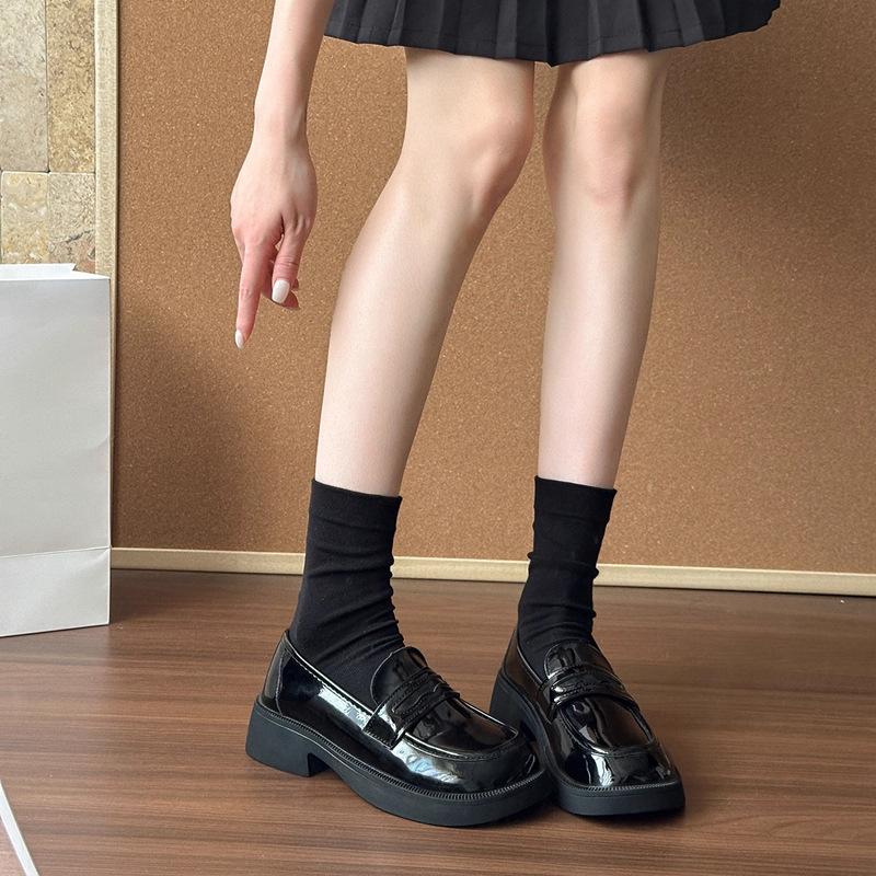 

Sweet bright leather platform fashionable new small leather shoes show height small thick heel muffin shoes single shoes 40