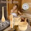 4-teiliges Set Sauna-Zubehör Holz Sauna-Eimer Sauna-Schöpfkelle mit Griffdesign 2 in 1 Sauna-Thermometer & Hygrometer Sanduhr-Timer