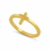 925 Sterling Silver Gold Vermeil Minimalist Cross Women Ring