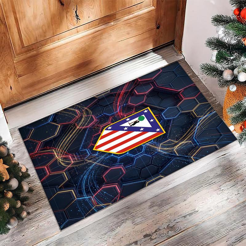 Atletico Madrid Printed Flannel Area Rug Non Slip Soft Polyester Floor Carpet Indoor Decor Mat for Bedroom Living Room Sofa Game Room Home Decoration