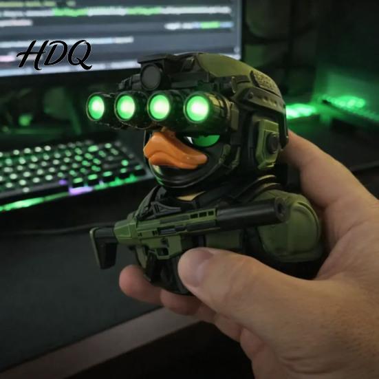 Trendy Military Desktop Decor Tactical Night Vision Duck Figurine Cool Statue Desk