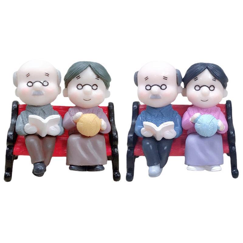 PVC Grandparents Figurines for Succulents, Cakes, and Car Ornaments