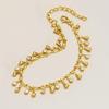 1-Piece Women's Gold Bohemian Beach Style Anklet - Handcrafted, simple, and luxurious footwear, inlaid with teardrop, diamond, a