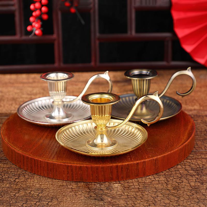 European Style Handheld Candlestick Holder Vintage Table Candle Stick Holder for Party Wedding Christmas Table Home Decor