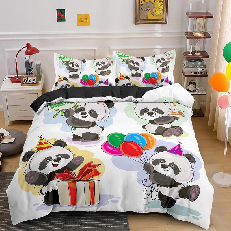 Cartoon Panda 3D Bedding Set Printed Cute Animal Duvet Cover Sets Single Full Queen King Size Bed Clothes For Adult Kids Gifts