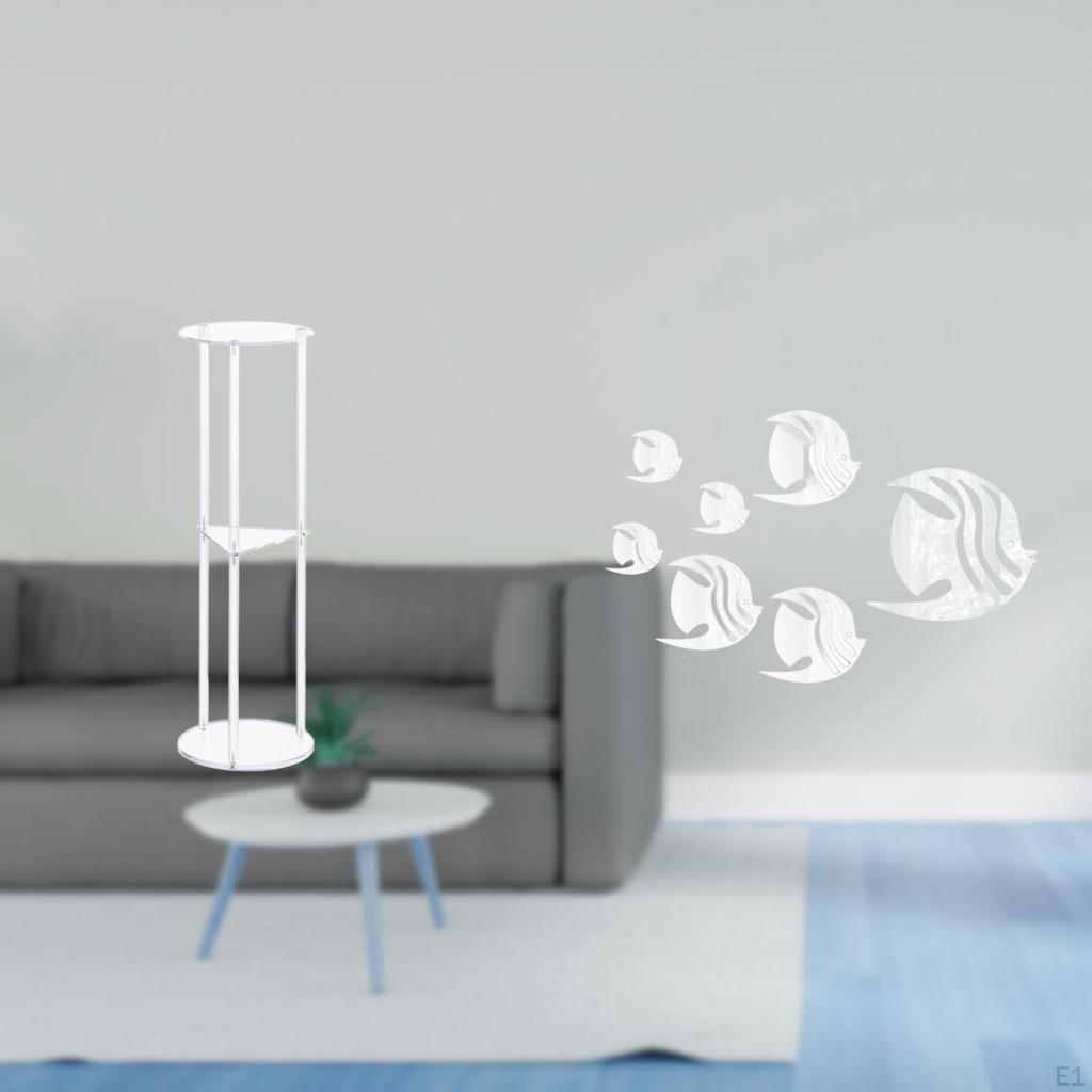 Round Side Table Clear Acrylic Bedside 3 Tier Small Fish Wall Decals Stylish