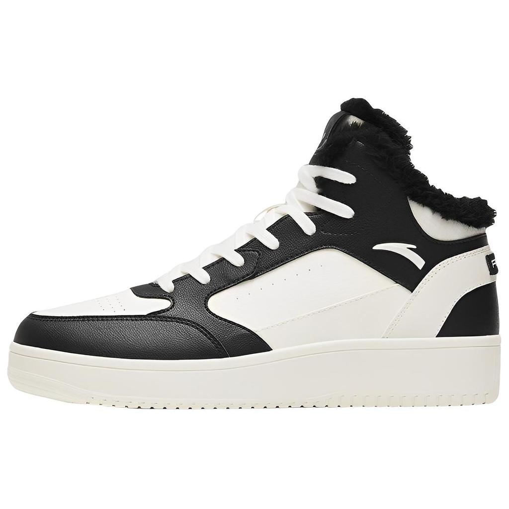 Anta Fleece Lined Warm Durable Lightweight High Top Skate Shoes Men Sneakers Black White 912248913-2