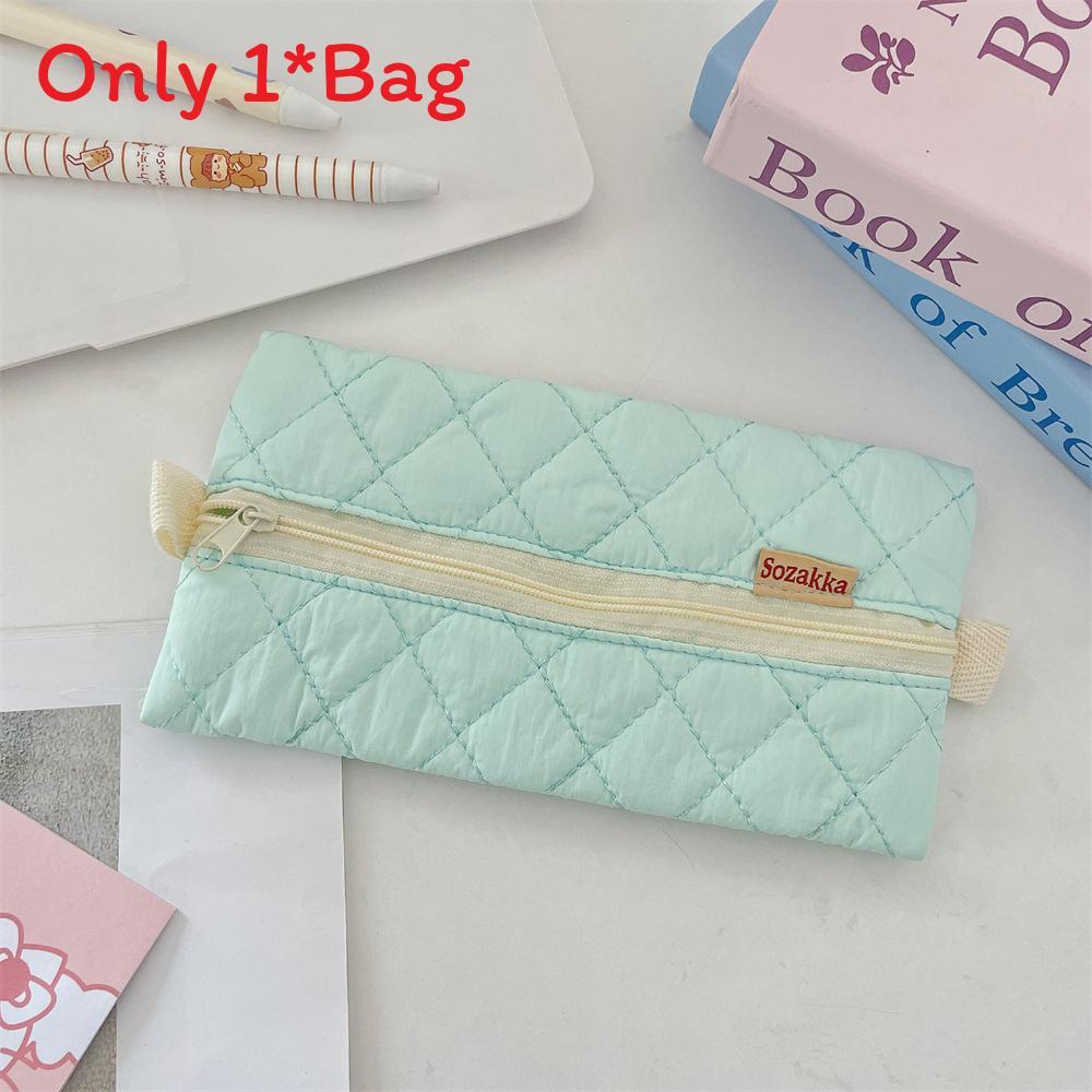 Student Pencil Case Soft Fabric With Zipper For Girls And School Supplies