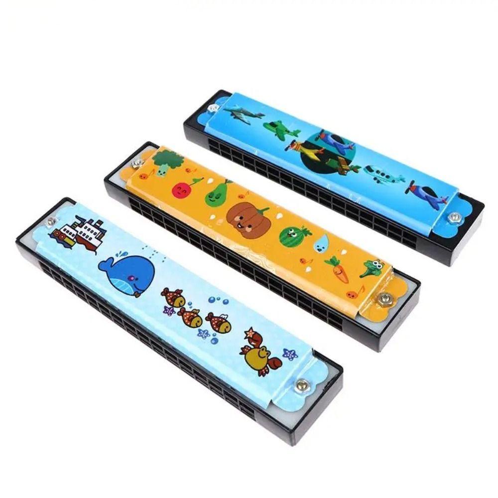 Wind Instrument Metal Painted Harmonica 16 Holes Educational 16 Holes Harmonica Cute Montessori Mouth Organ