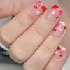 Press On Nail Short Square Fake Nail French Full Cover Acrylic False Nail Valentine Design Fake Nail for Women and Girls