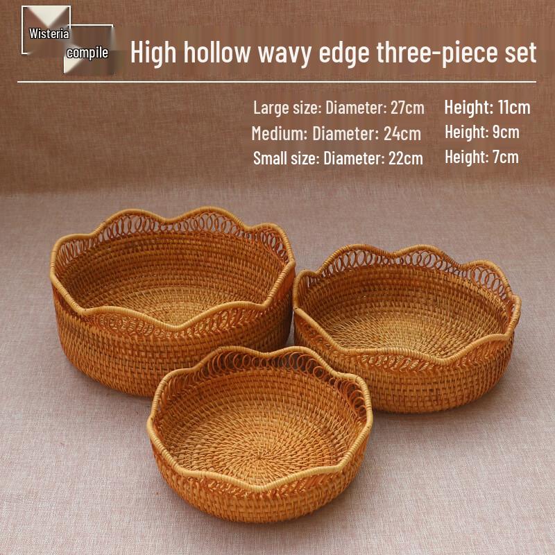 Minimalist Rattan Woven Fruit Basket Set