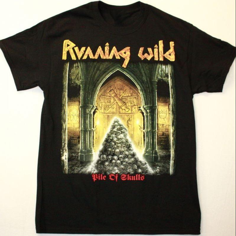 

RUNNING WILD PILE OF SKULLS Tee Black Unisex T-Shirt Tops Tee All Size S to 4XL XL