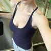 Student Girl's Slim-Fit Camisole Tank Top with Built-in Bra – Pure, Desirable Base Layer and Beautiful Back Design