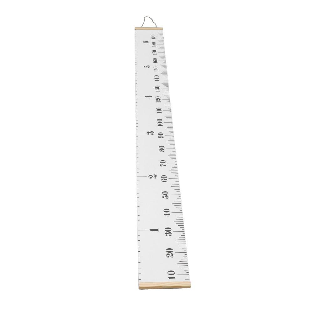 Pine Wood Canvas Height Measuring Ruler Dual Scale Mark Home Growth Recording Chart Family Bedroom