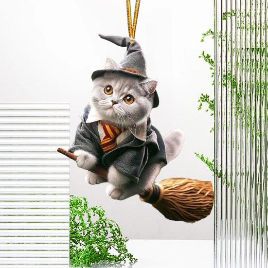 Cat-Shaped Pendant Car Hanging Decoration with Lanyard Easy To Hang Non-Fading Auto Rearview Mirror Hanging Ornament