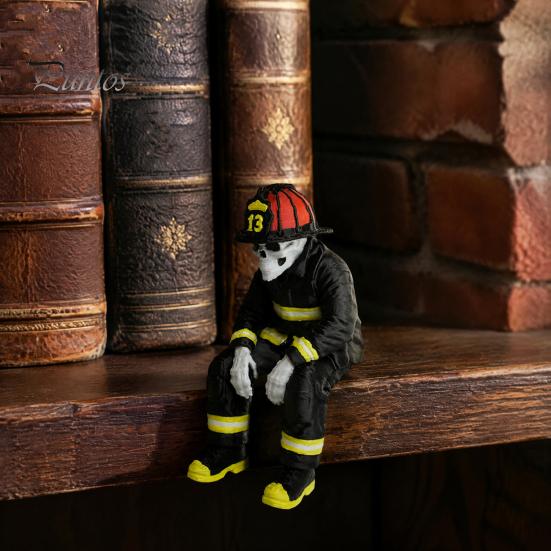 Veteran Retirement Gift 3D Printed Firefighter Skeleton Shelf Sitter, Gothic Fireman Soldier Robed Masculine Office Decor Figurine, Collectible