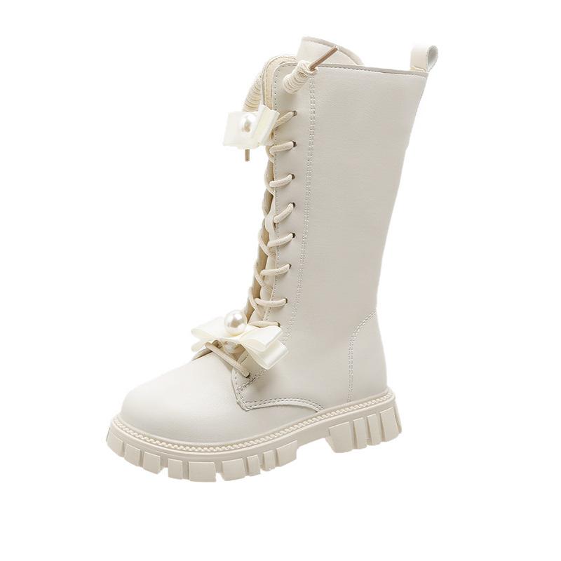 Girls Leather Boots Medium and High Boots Autumn and Winter New Children's Boots Knight Boots Fashion Baby Leather Boots