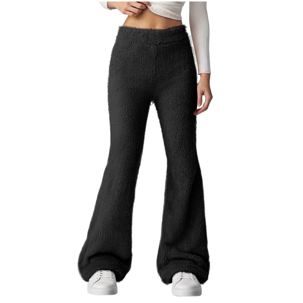 2025 Women's Wide-Leg Warm Plush Elastic Waist Pants