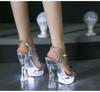 10365 Series 14cm Heel 4cm Platform LED Luminous Night Club Show Shoes Sexy High Heels Glowing Sandals Women's Shoes LFD