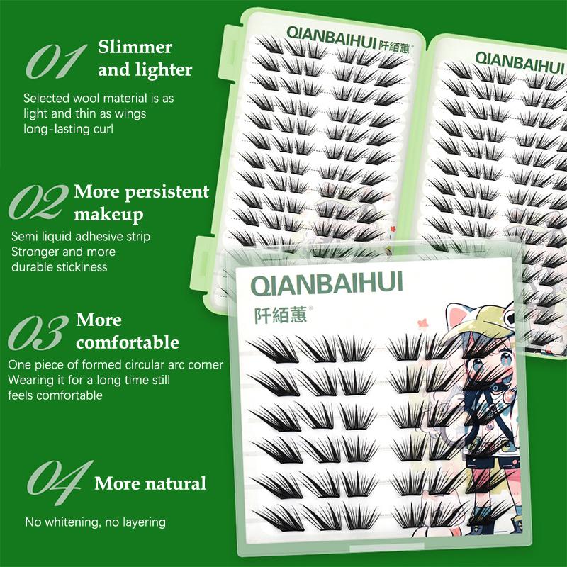 6/28 Rows Eye Manga False Eyelashes Large Capacity Tapered Thick Segmented Individual Cluster Lash Extensions Enlarge Eyes