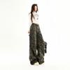 Early Spring High Street Camo Relaxed Slim Floor Cargo Wide Leg Denim Pants For Women Casual Pants Oversize Denim Trousers