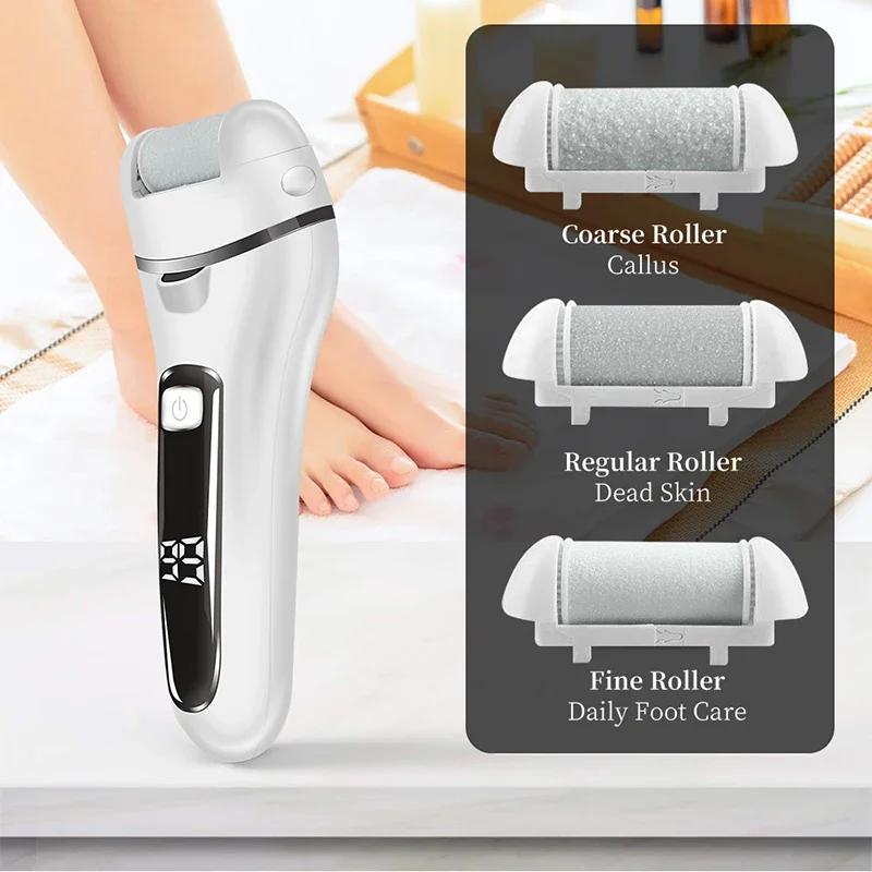 3 Heads Electric Callus Remover Professional Foot File Grinder Pedicure Machine Rechargeable Heel Cracked Dead Skin Scrubber