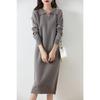 Women's Thickened Wool Polo Neck Long Dress - Autumn/Winter Loose Knit Base Layer 