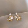 White Trojan Horse Pearl Stud Earrings Women's Simple Niche Design High-end Earrings 2025 Horse Year Natal Year Earrings