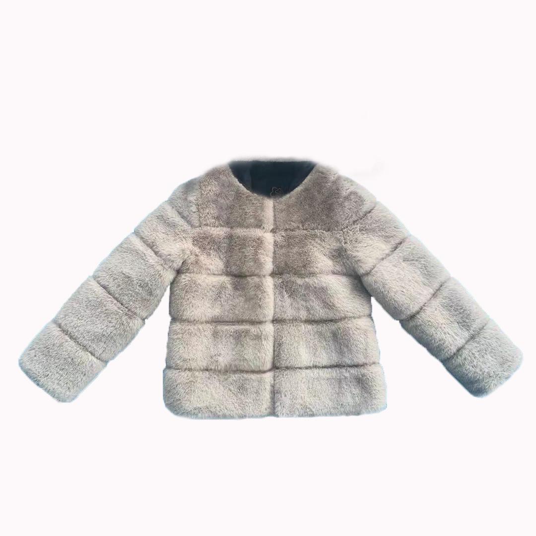 Fox Faux Fur Women’s Korean Style Slimming Coat Extra Extra Large абрикосовый